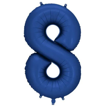 Globo Foil de Número 8 de 86 Centímetros de color Azul Marino Satinado