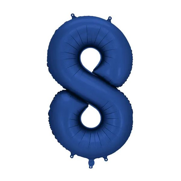 Globo Foil de Número 8 de 86 Centímetros de color Azul Marino Satinado
