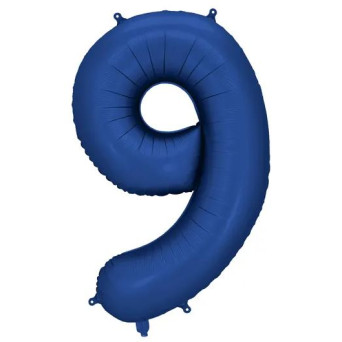 Globo Foil de Número 9 de 86 Centímetros de color Azul Marino Satinado
