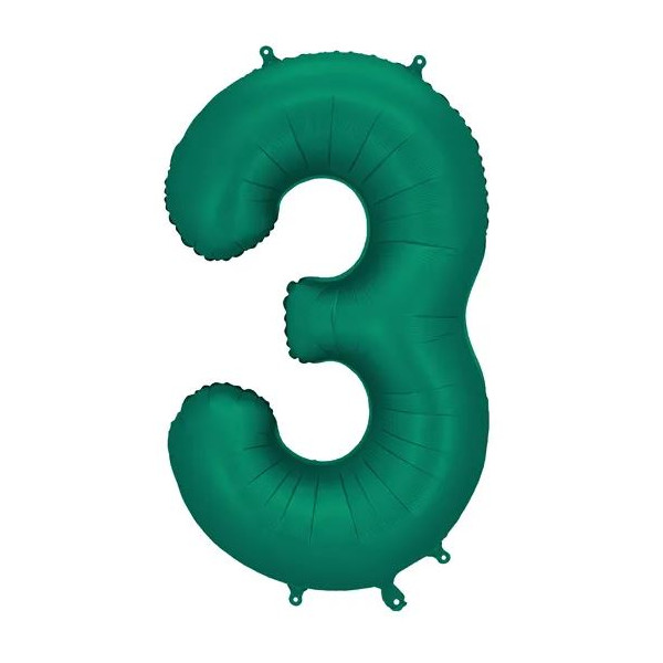 Globo Foil de Número 3 de 86 Centímetros de color Verde Botella Satinado