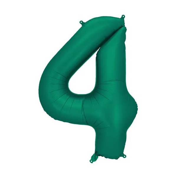 Globo Foil de Número 4 de 86 Centímetros de color Verde Botella Satinado