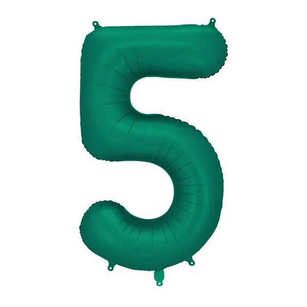 Globo Foil de Número 5 de 86 Centímetros de color Verde Botella Satinado
