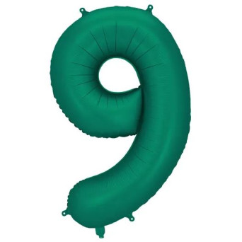 Globo Foil de Número 9 de 86 Centímetros de color Verde Botella Satinado