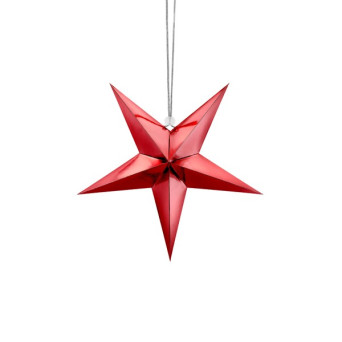 Estrella de Papel de 30 Centímetros de color Rojo para Colgar