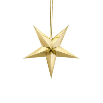 Estrella de Papel de 30 Centímetros de color Oro para Colgar