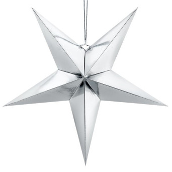 Estrella de Papel de 70 Centímetros de color Plata para Colgar