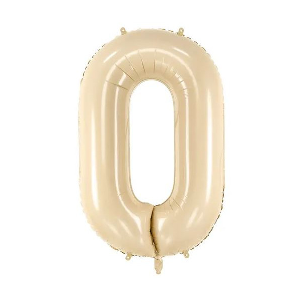 Globo Foil de Número 0 de 72 Centímetros de color Beige