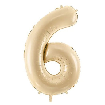 Globo Foil de Número 6 de 72 Centímetros de color Beige