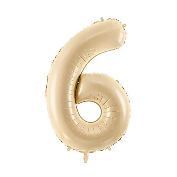 Globo Foil de Número 6 de 72 Centímetros de color Beige