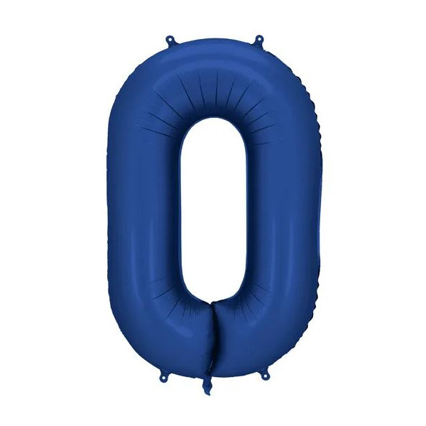 Globo Foil de Número 0 de 86 Centímetros de color Azul Marino Satinado