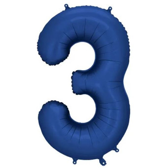 Globo Foil de Número 3 de 86 Centímetros de color Azul Marino Satinado