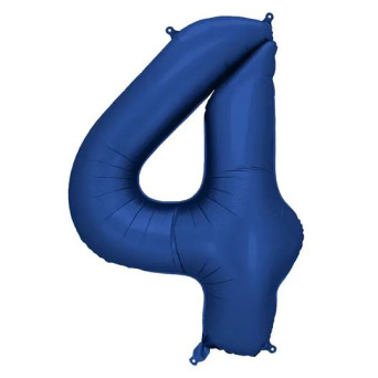 Globo Foil de Número 4 de 86 Centímetros de color Azul Marino Satinado