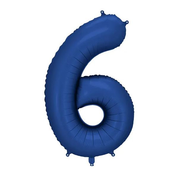 Globo Foil de Número 6 de 86 Centímetros de color Azul Marino Satinado