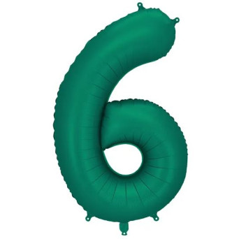 Globo Foil de Número 6 de 86 Centímetros de color Verde Botella Satinado