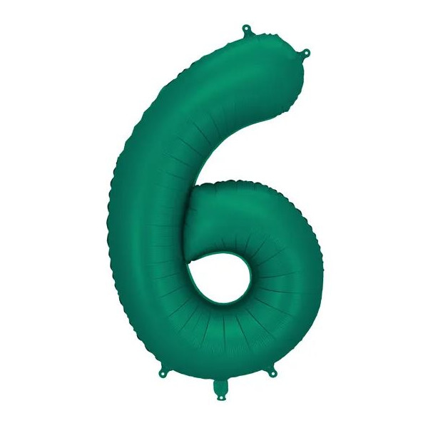 Globo Foil de Número 6 de 86 Centímetros de color Verde Botella Satinado
