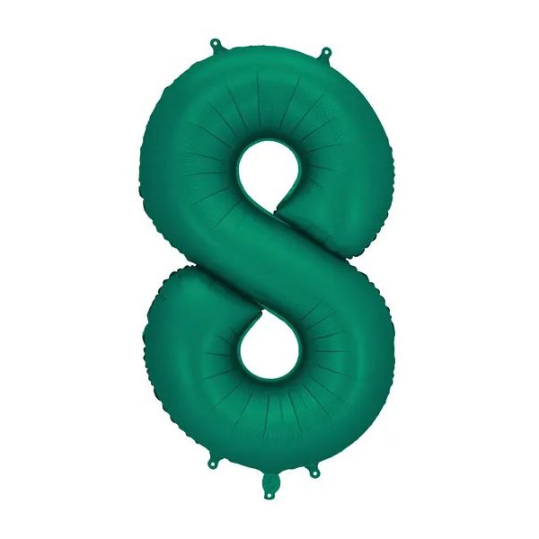 Globo Foil de Número 8 de 86 Centímetros de color Verde Botella Satinado