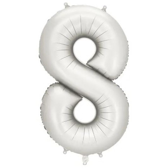 Globo Foil de Número 8 de 86 Centímetros de color Plata Satinado