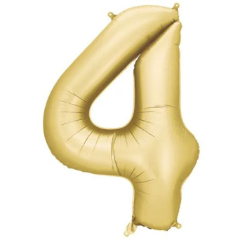 Globo Foil de Número 4 de 86 Centímetros de color Oro Satinado