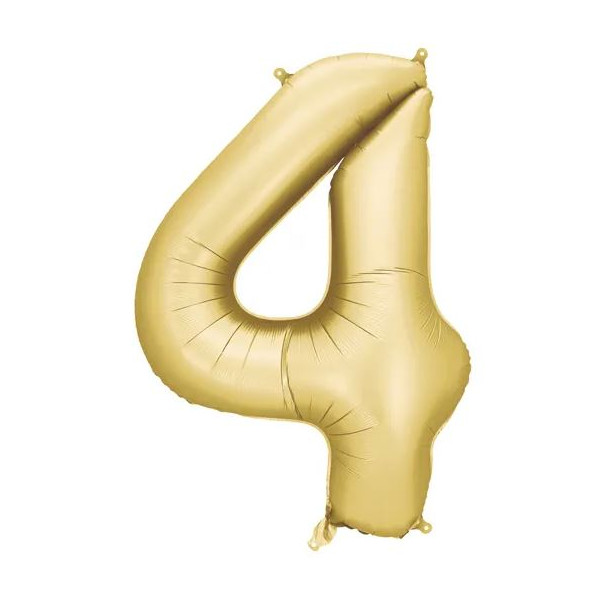 Globo Foil de Número 4 de 86 Centímetros de color Oro Satinado