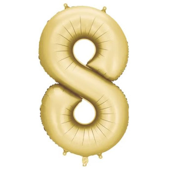 Globo Foil de Número 8 de 86 Centímetros de color Oro Satinado