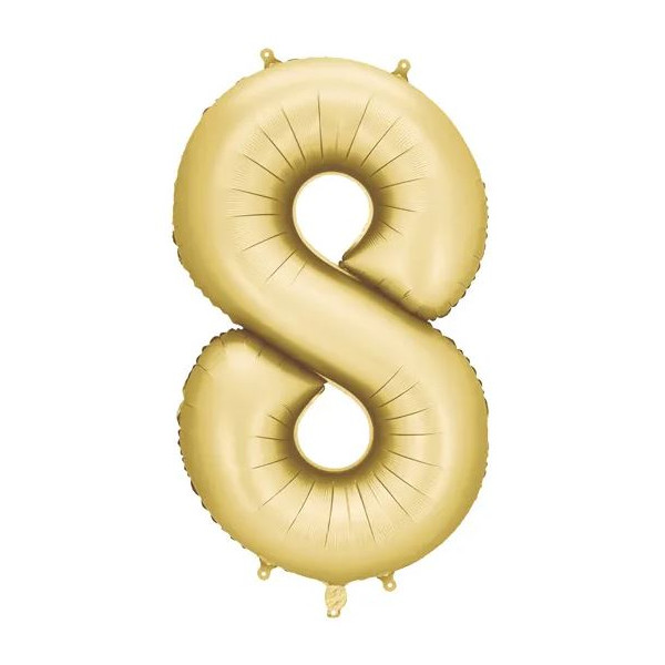 Globo Foil de Número 8 de 86 Centímetros de color Oro Satinado