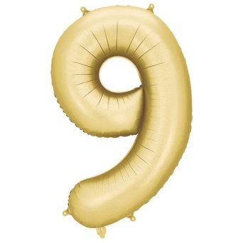Globo Foil de Número 9 de 86 Centímetros de color Oro Satinado