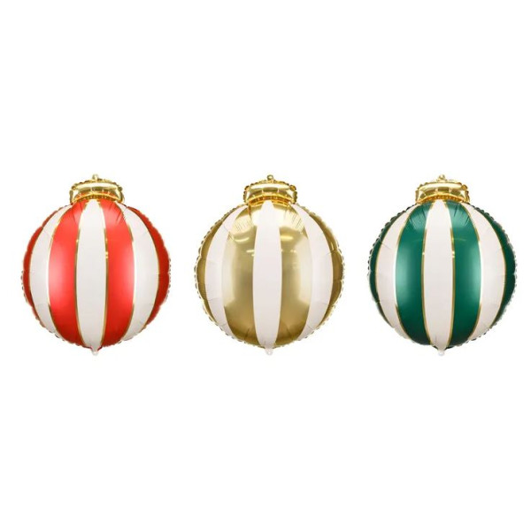 Globo Foil de Bola de Navidad 3 Unidades de 42 x 46 Centímetros