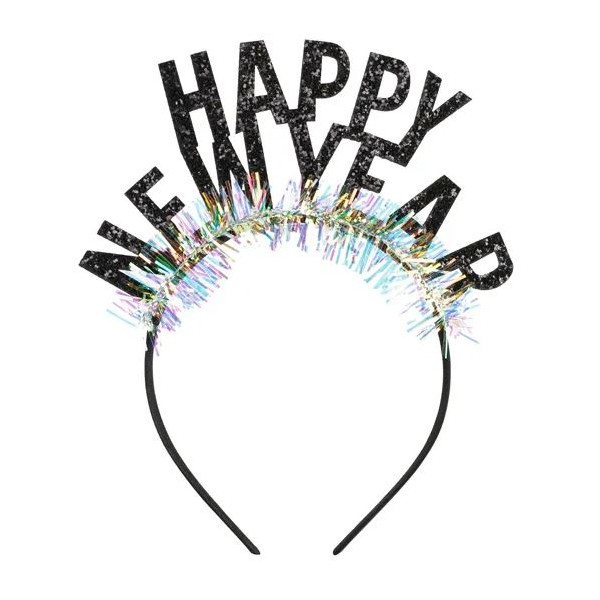 Diadema de Happy New Year de color Negro