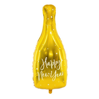 Globo Foil de Botella Happy New Year de color Oro de 32 x 82 Centímetros