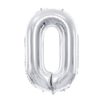 Globo Foil de Número 0 de 86 Centímetros de color Plata