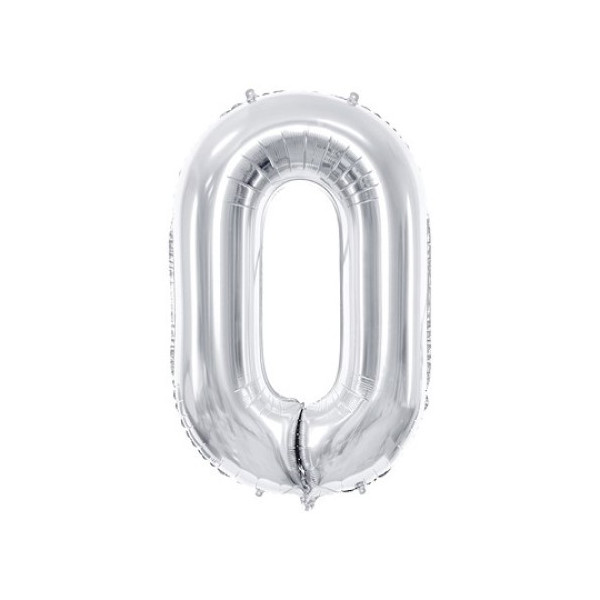 Globo Foil de Número 0 de 86 Centímetros de color Plata