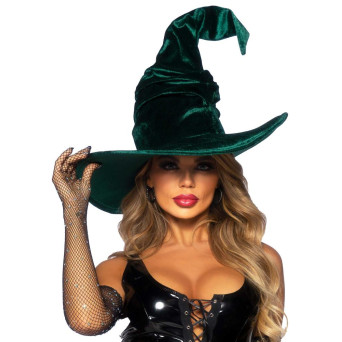 Sombrero de Bruja de color Verde Esmeralda para Adulto