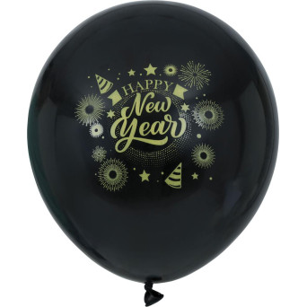 Globo Látex de Happy New Year 10 Unidades de color Negro