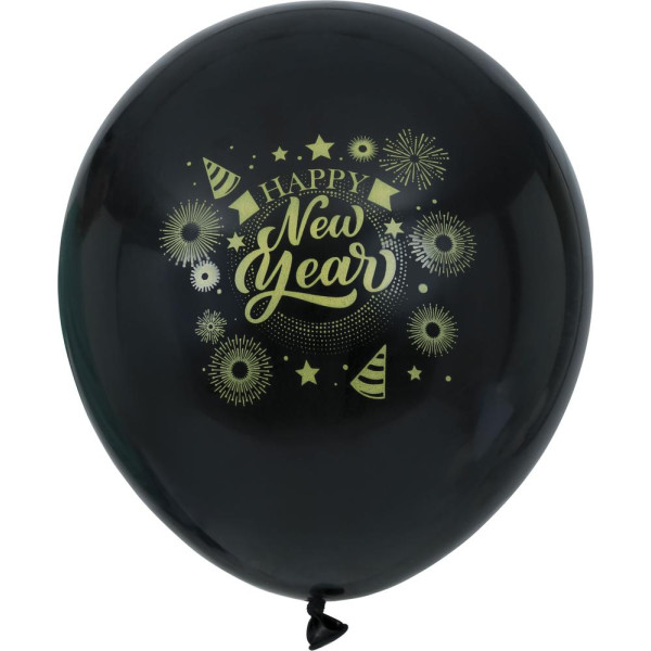 Globo Látex de Happy New Year 10 Unidades de color Negro