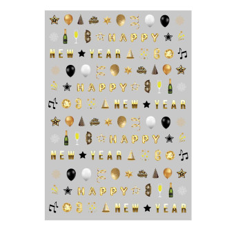 Pegatinas Happy New Year para Uñas