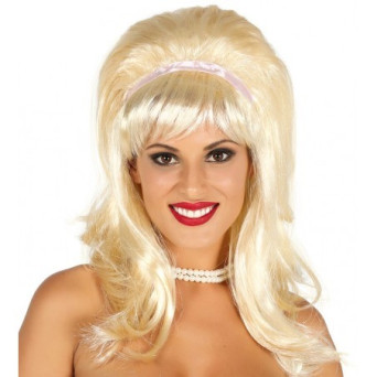 Peluca Rubia de Melena con Cinta para Adulto