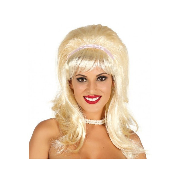 Peluca Rubia de Melena con Cinta para Adulto