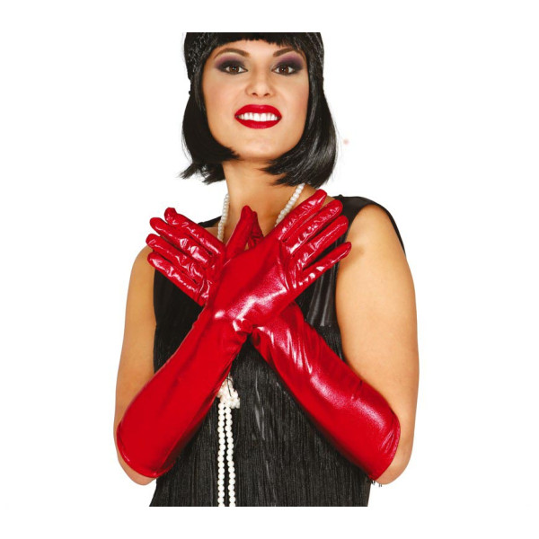 Guantes de 40 Centímetros de color Rojo Metalizado para Adulto