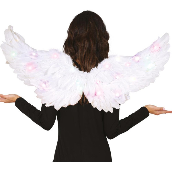 Alas de Plumas de color Blanco de 80 x 40 Centímetros con Luz