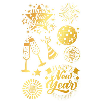 Tatuaje de Happy New Year de color Oro