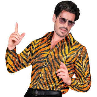 Camisa de Tigre de color Oro con Lentejuelas para Adulto