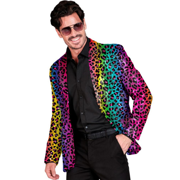 Chaqueta de Leopardo Rainbow con Lentejuelas para Adulto