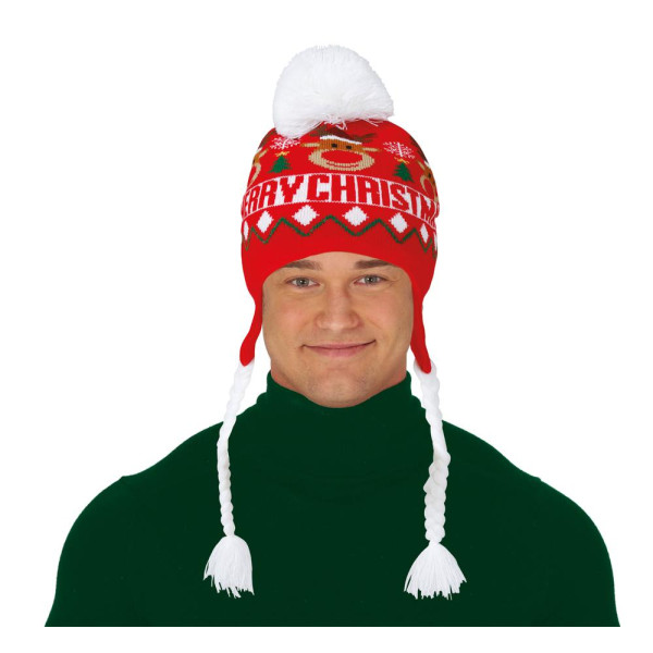 Gorro de Navidad Reno con Trenzas para Adulto