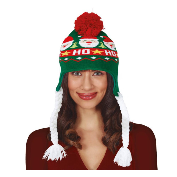 Gorro de Navidad Papá Noel con Trenzas para Adulto