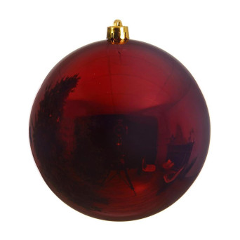 Bola de 20 Centímetros de color Rojo Mate con Anilla Dorada