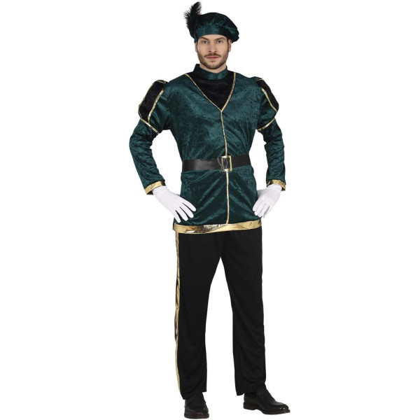 Disfraz de Paje Real de color Verde para Adulto