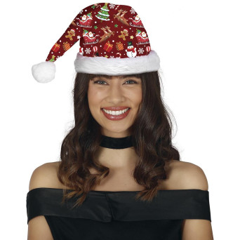Gorro de Papá Noel Navideño de color Rojo para Adulto