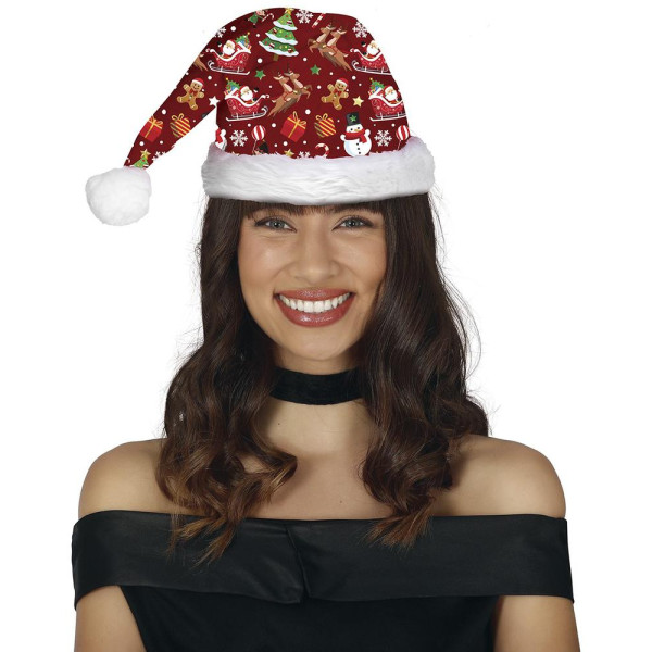 Gorro de Papá Noel Navideño de color Rojo para Adulto
