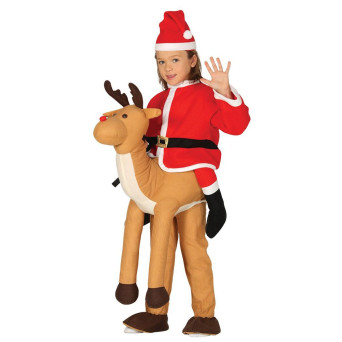Disfraz de Papá Noel Montado sobre Reno Infantil