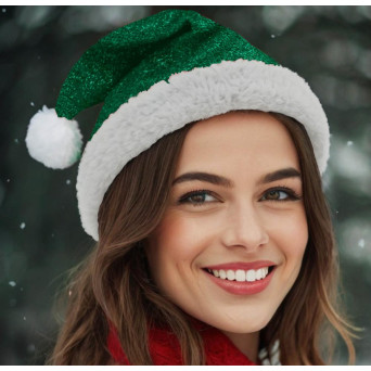 Gorro de Papá Noel de color Verde para Adulto